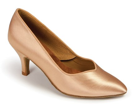 International dance shoes ICS SuperStar, Flesh satin, 2.5 inch IDS heel, size 5.5 UK Wide from sale stock