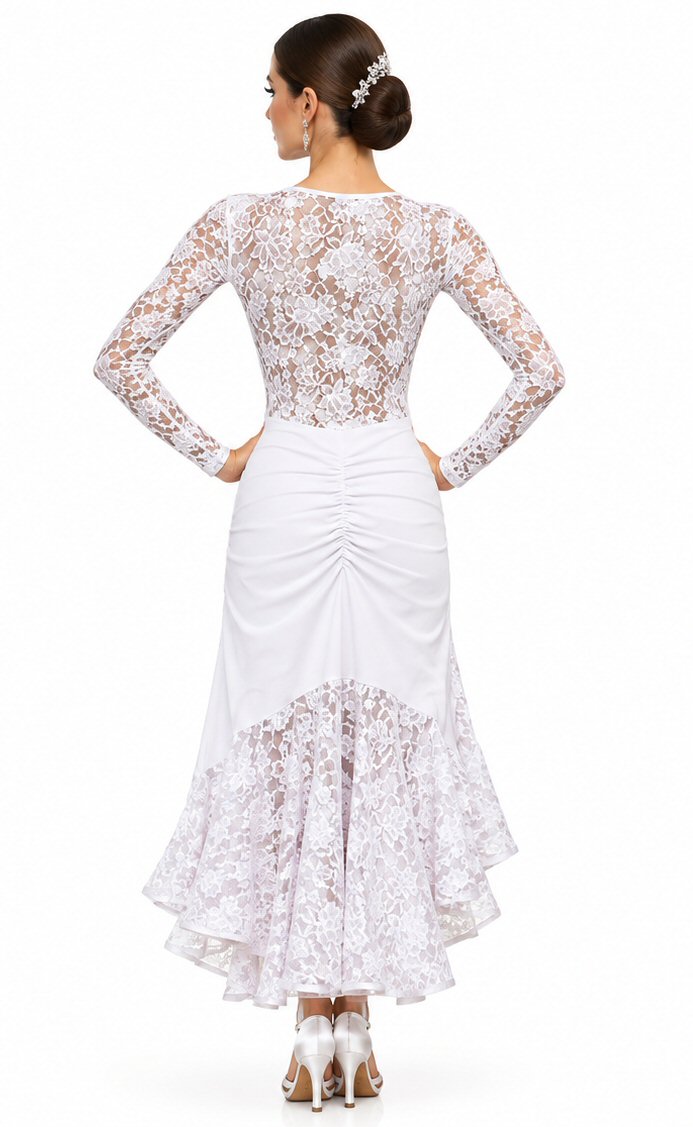 White Lace back dress with slit